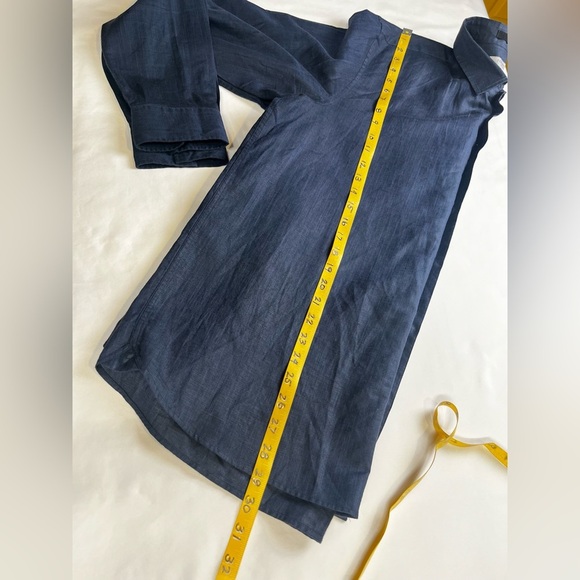 TED BAKER Navy blue linen long sleeve button‎ down shirt size 5/XL. - Picture 13 of 13